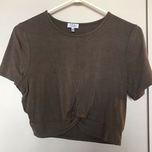 ✨Moving Sale✨ Tobi Taupe Twist Front Crop Top M